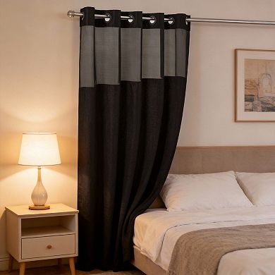 Extra Long Snap-in Linen Shower Curtain Set Waterproof Washable