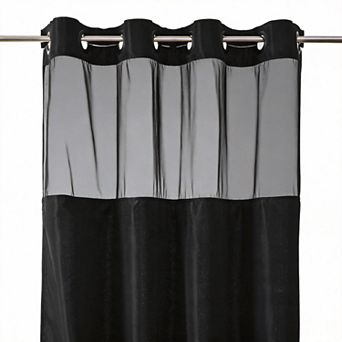 Extra Long Snap-in Linen Shower Curtain Set Waterproof Washable