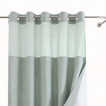 Extra Long Snap-in Linen Shower Curtain Set Waterproof Washable