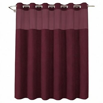 Extra Long Snap-in Linen Shower Curtain Set Waterproof Washable