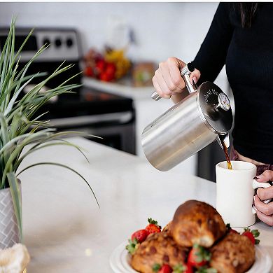 1.0l 34 Fl Oz Thermometer French Press Stainless Steel Coffee Maker