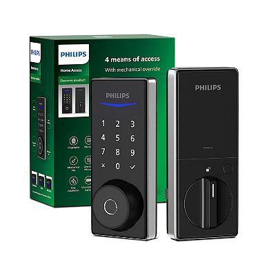 Philips Electronic Deadbolt with Lighted Keypad Touchscreen, Fingerprint Scanner and KEY access