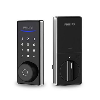 Philips Electronic Deadbolt with Lighted Keypad Touchscreen, Fingerprint Scanner and KEY access