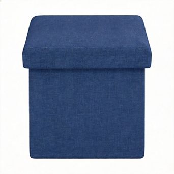 Foldable Linen Storage Ottoman Cube Footrest Stool