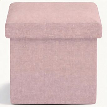 Foldable Linen Storage Ottoman Cube Footrest Stool