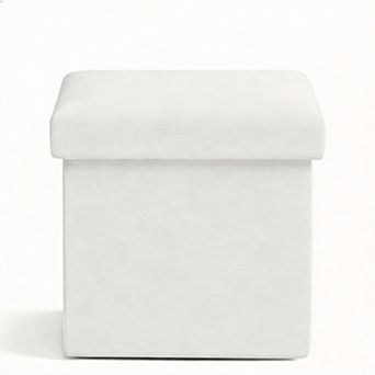 Foldable Linen Storage Ottoman Cube Footrest Stool