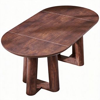 63 in Oval Dining Table Triangular Pedestal Curved Edge Kitchen 6-8 people