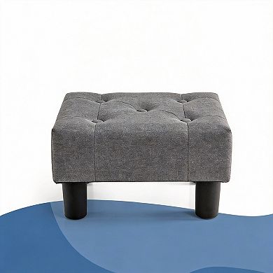 242lbs Linen Upholstered Small Footstool with Wooden Legs