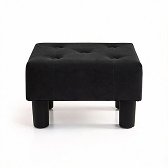 242lbs Linen Upholstered Small Footstool with Wooden Legs