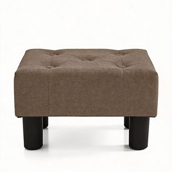 242lbs Linen Upholstered Small Footstool with Wooden Legs