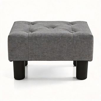 242lbs Linen Upholstered Small Footstool with Wooden Legs