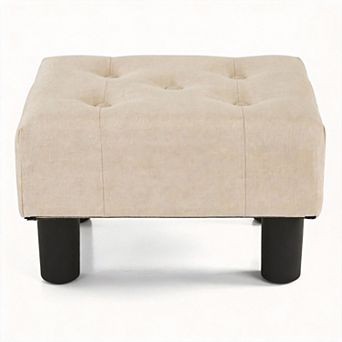 242lbs Linen Upholstered Small Footstool with Wooden Legs