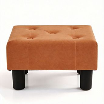 242lbs Linen Upholstered Small Footstool with Wooden Legs