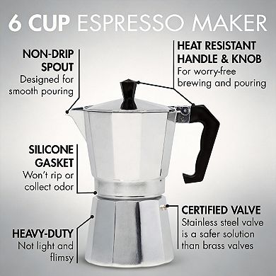 Classic Stovetop Espresso Moka Pot 6 Cups