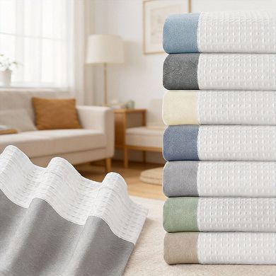 Spa Waffle Shower Curtain Scotchgard Moisture Management 100% Polyester 3M Water Repellent