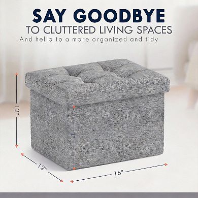Foldable Linen Storage Ottoman Foot Rest for Home Office