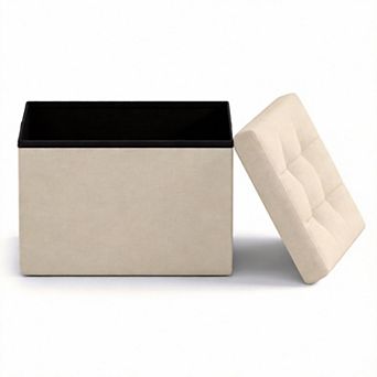 Foldable Linen Storage Ottoman Foot Rest for Home Office