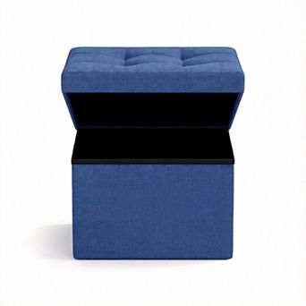 Foldable Linen Storage Ottoman Foot Rest for Home Office