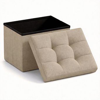 Foldable Linen Storage Ottoman Foot Rest for Home Office