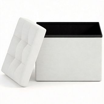 Foldable Linen Storage Ottoman Foot Rest for Home Office