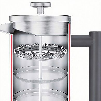 34 Oz 304 Stainless Steel French Press 4-Filter Travel Jar Rust-Free