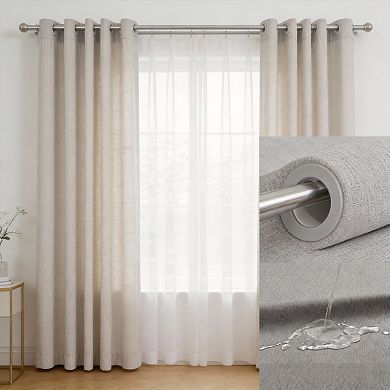 No Hooks Linen Shower Curtain Snap Liner Hotel Window Waterproof