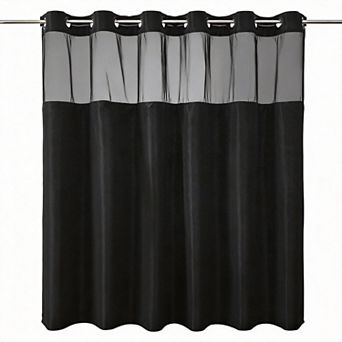 No Hooks Linen Shower Curtain Snap Liner Hotel Window Waterproof