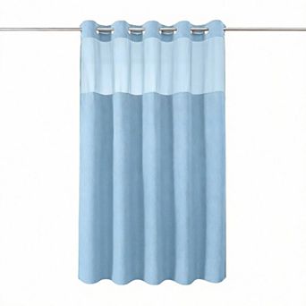 No Hooks Linen Shower Curtain Snap Liner Hotel Window Waterproof