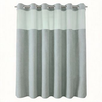 No Hooks Linen Shower Curtain Snap Liner Hotel Window Waterproof