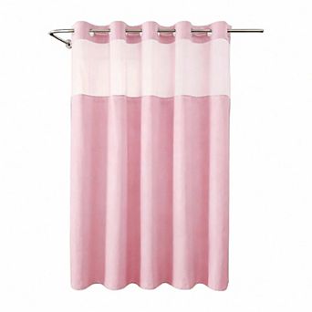 No Hooks Linen Shower Curtain Snap Liner Hotel Window Waterproof