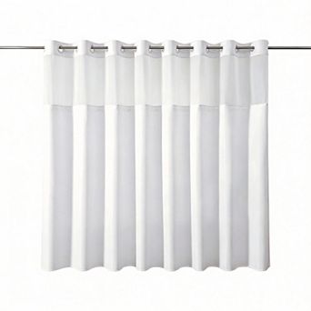 No Hooks Linen Shower Curtain Snap Liner Hotel Window Waterproof