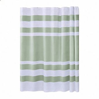 Waffle Weave Striped Shower Curtain with Scotchgard Protection 100% Polyester