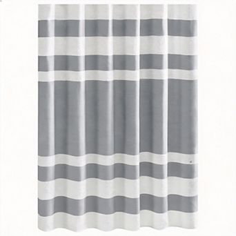 Waffle Weave Striped Shower Curtain with Scotchgard Protection 100% Polyester