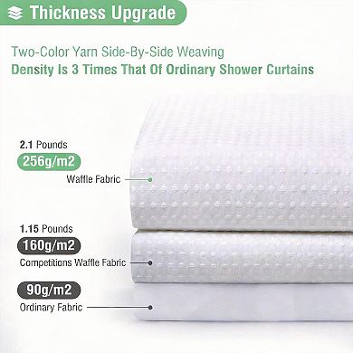 Waffle Weave Extra Long Shower Curtain Heavy Duty Hotel Cloth 12hooks