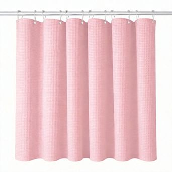 Waffle Weave Extra Long Shower Curtain Heavy Duty Hotel Cloth 12hooks