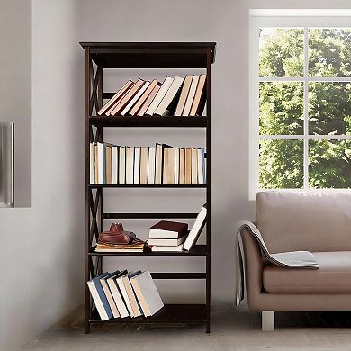 4 legs Five-tier wooden bookshelf