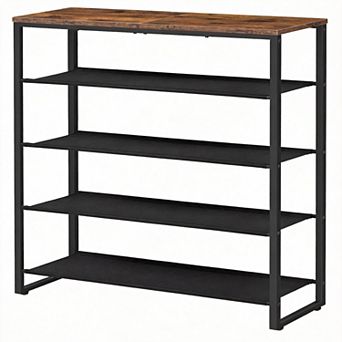5 tier Shoe Rack with Oxford Fabric Shelves and Top Panel