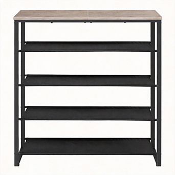5 tier Shoe Rack with Oxford Fabric Shelves and Top Panel