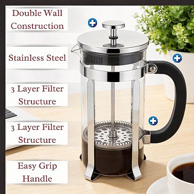27 Oz 800 Ml Stainless Steel French Press Double Wall Insulated Coffee Tea Brewer