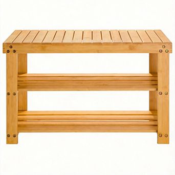 Bamboo Shoe Rack Bench 3 tier Organizer Entryway Bedroom