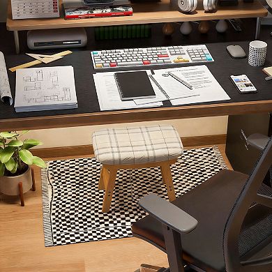 Compact Ottoman Wood Leg Footrest Multi-Use Seat