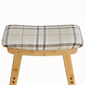 Compact Ottoman Wood Leg Footrest Multi-Use Seat