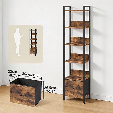 6-Tier Bookshelf with Drawer Multipurpose Storage Unit