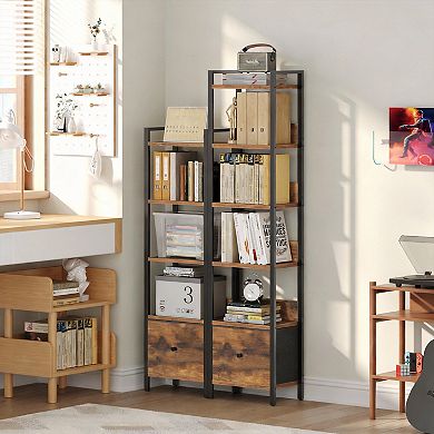 6-Tier Bookshelf with Drawer Multipurpose Storage Unit