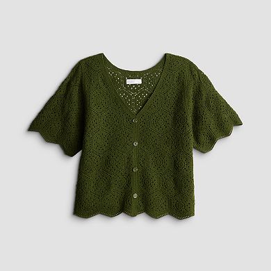 Women's LC Lauren Conrad Short Sleeve Crochet Sweater