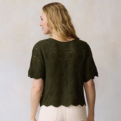 Women's LC Lauren Conrad Short Sleeve Crochet Sweater