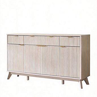Fluted Buffet Sideboard with Drawers and Doors 4 doors, 3 drawers, 3 compartments