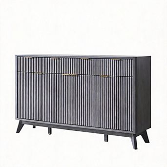Fluted Buffet Sideboard with Drawers and Doors 4 doors, 3 drawers, 3 compartments