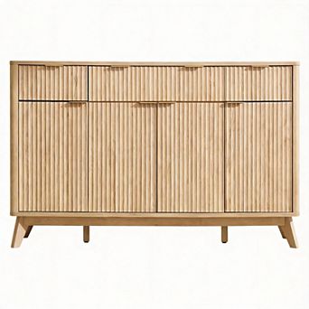Fluted Buffet Sideboard with Drawers and Doors 4 doors, 3 drawers, 3 compartments