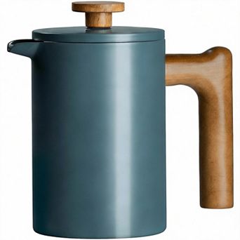 21 Oz French Press Coffee Maker Real Wood Handle Double Wall Dual Filter